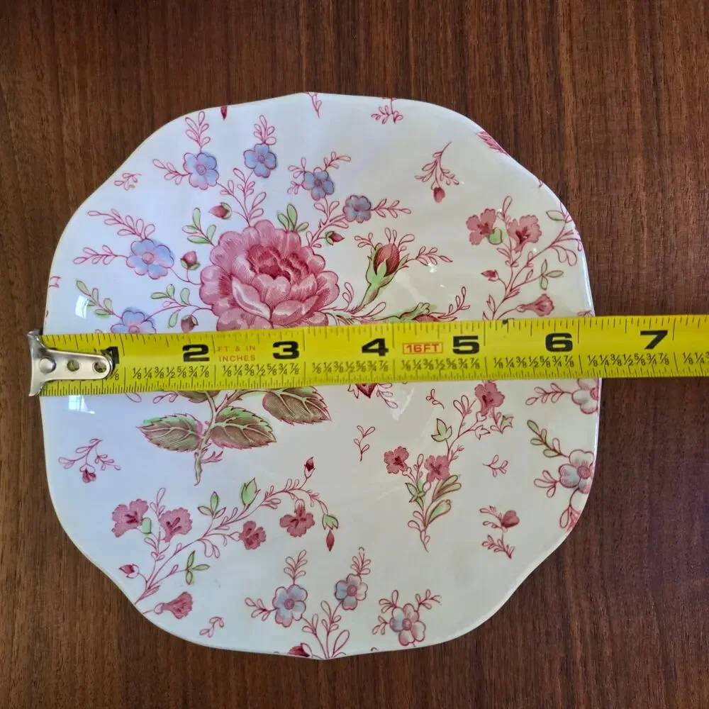 Vintage Johnson Brothers Rose Chintz Ironstone 4 Soup Bowls Cottagecore 30s-50s
